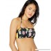 Hobie Women's Bandeau Hipster Bikini Swimsuit Top Black Flower Fields B07H2S4WT9